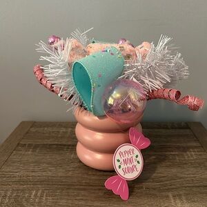 Peppermint Square Christmas Candy Decor Sweet Treat PInk Blue Candy Cane NEW